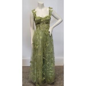 Sage Green Butterfly Dress Corset Formal Prom Wedding Bridesmaid